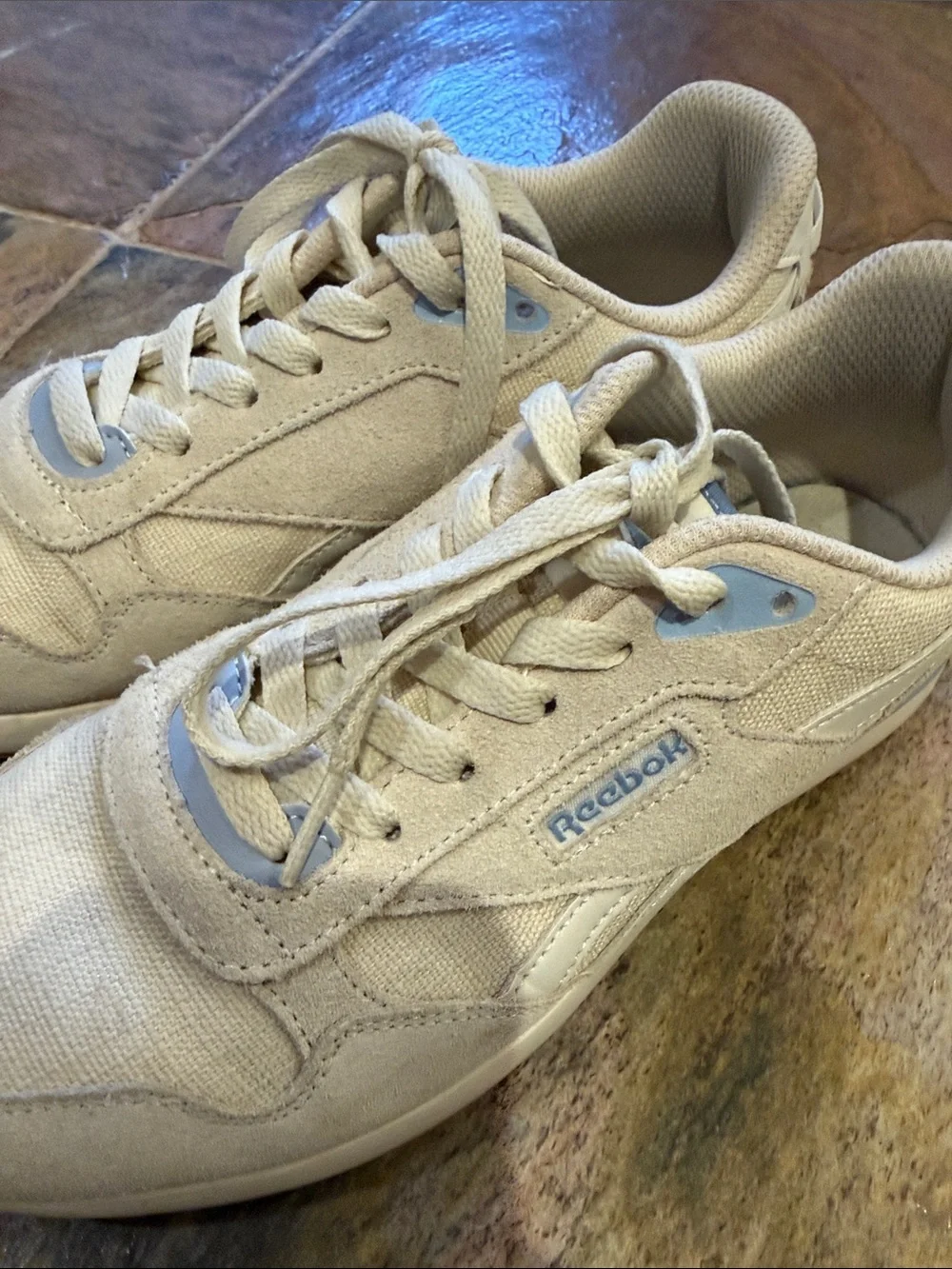 Reebok Women's Beige Canvas & Suede Low-Top Sneakers